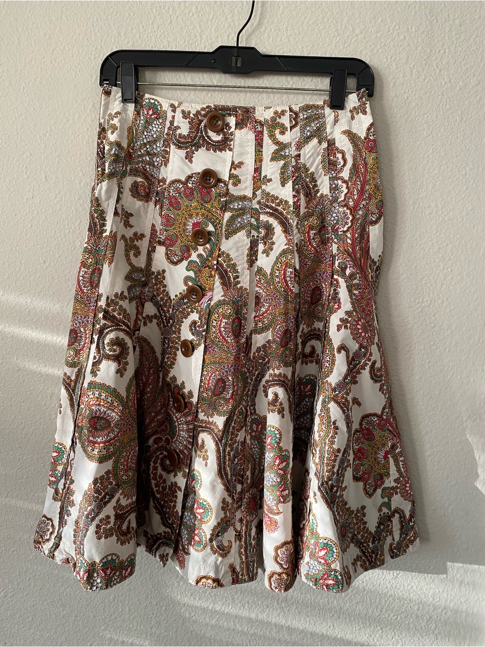 Cabi Boho Skirt Women's Size 2 Back Zip Floral Paisley Paneled Cotton 26” waist